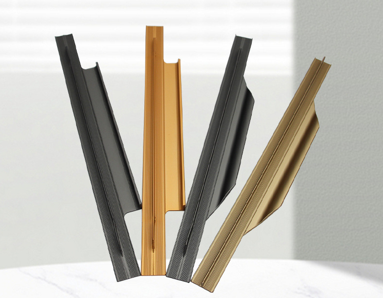 Recessed slotted hidden buckle handles, minimalist drawer and wardrobe door hand